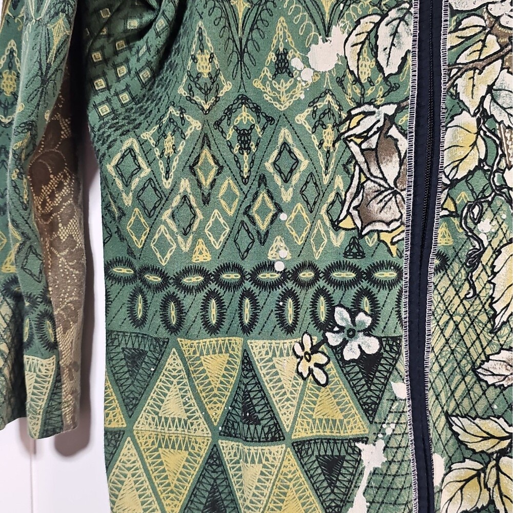 Vanilla Sugar Y2K Mixed Media Lace Floral Ikat Zip Up Jacket Large Fairy Grunge - Picture 5 of 16